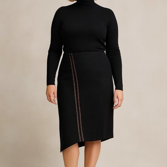 NWT Rag & Bone Raj Black Asymmetric Skirt Sz 2 - Picture 1 of 6